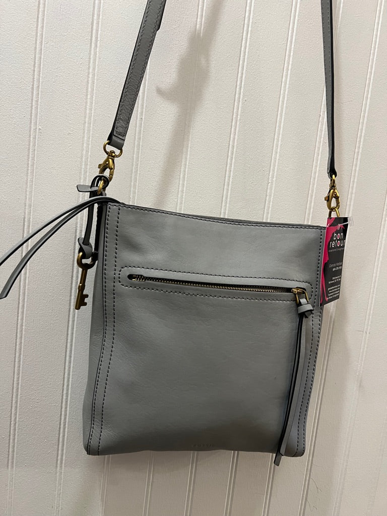 Pale blue/grey FOSSIL Leather x-body bag